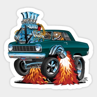 Sixties American Classic Muscle Car Cartoon Sticker